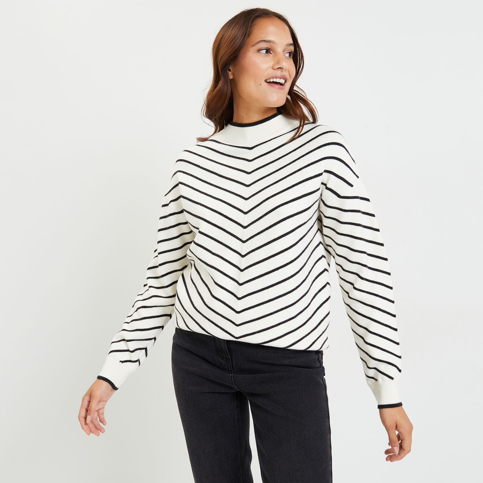 Pull col montant femme
