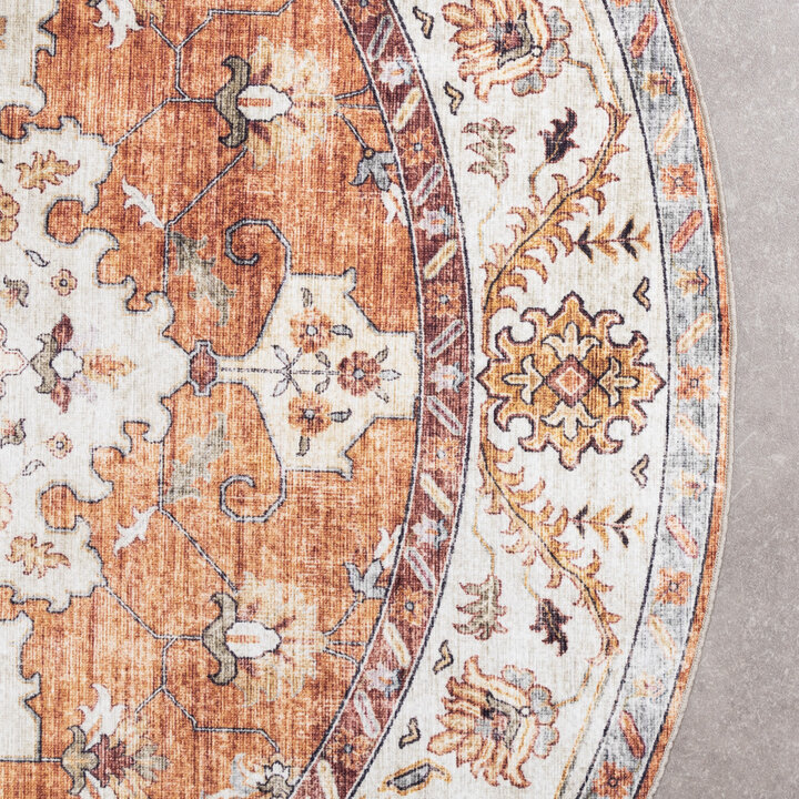 Rond vintage buitenkleed - Santo Medaillon Terra