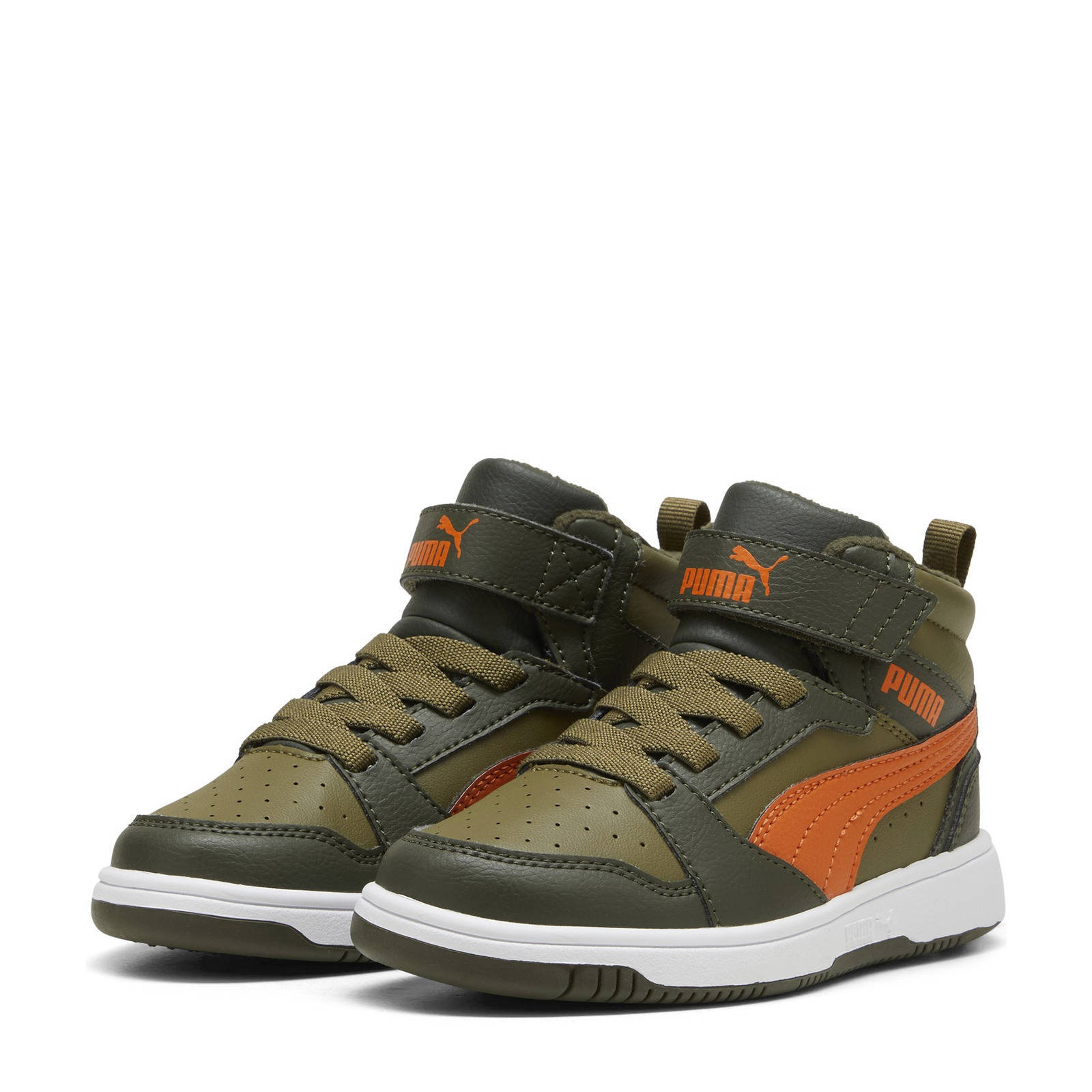 Puma Rebound v6 Mid  sneakers olijfgroen/oranje
