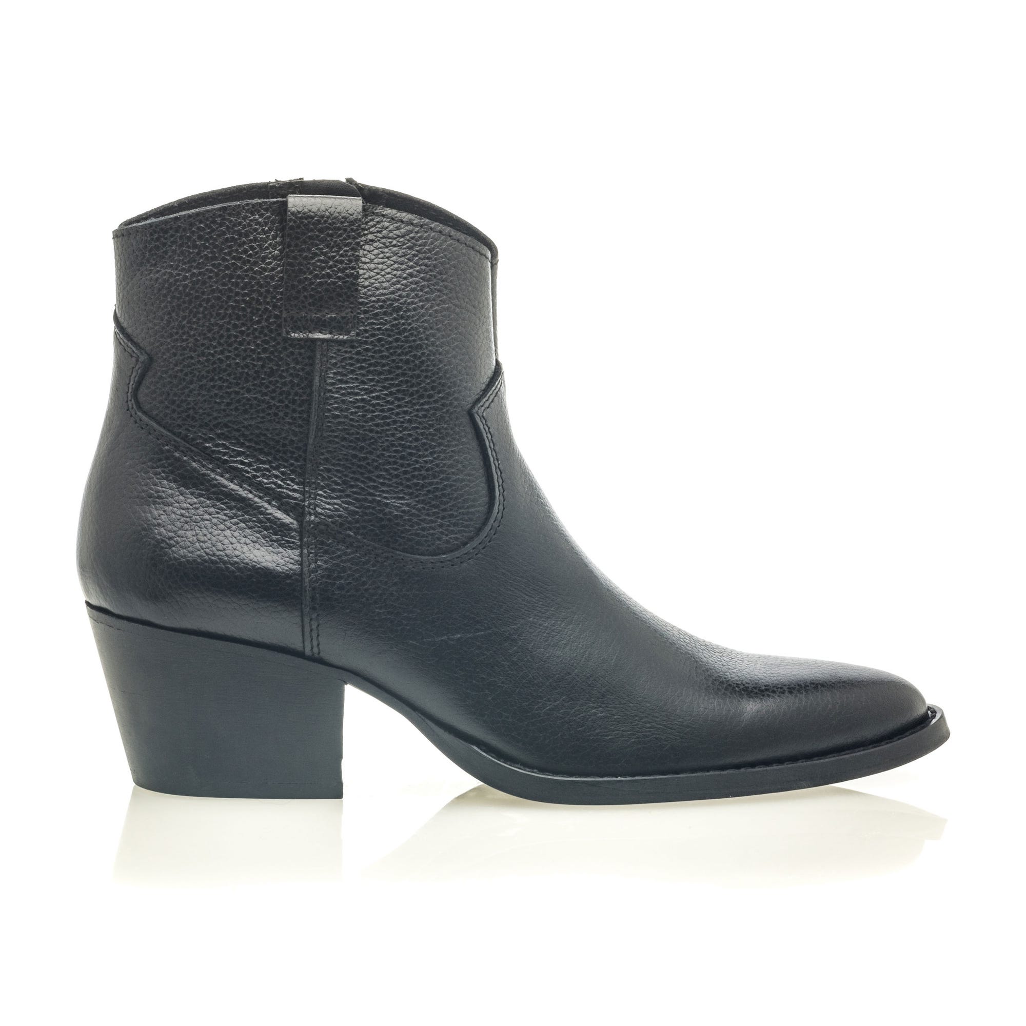 Boots à talon Femme en cuir noir