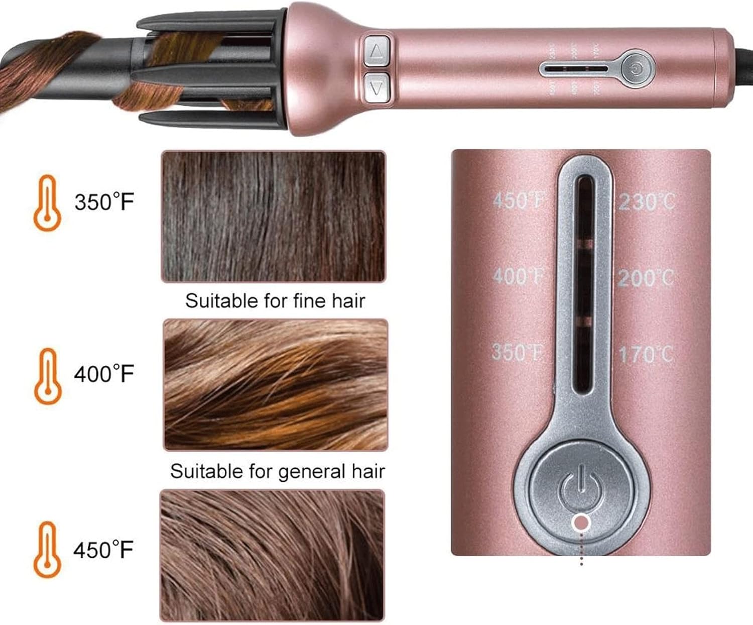 KKMNDE Baguettes de friser Les Cheveux, bigoudi Automatique Coiffure en céramique Rouleau de bigoudi Professionnel bigoudi Rotatif Fer à friser