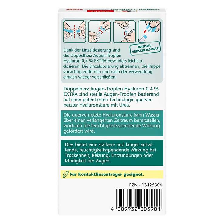 Doppelherz Augen-Tropfen Hyaluron 0,4% Extra, 10X0.5 ml