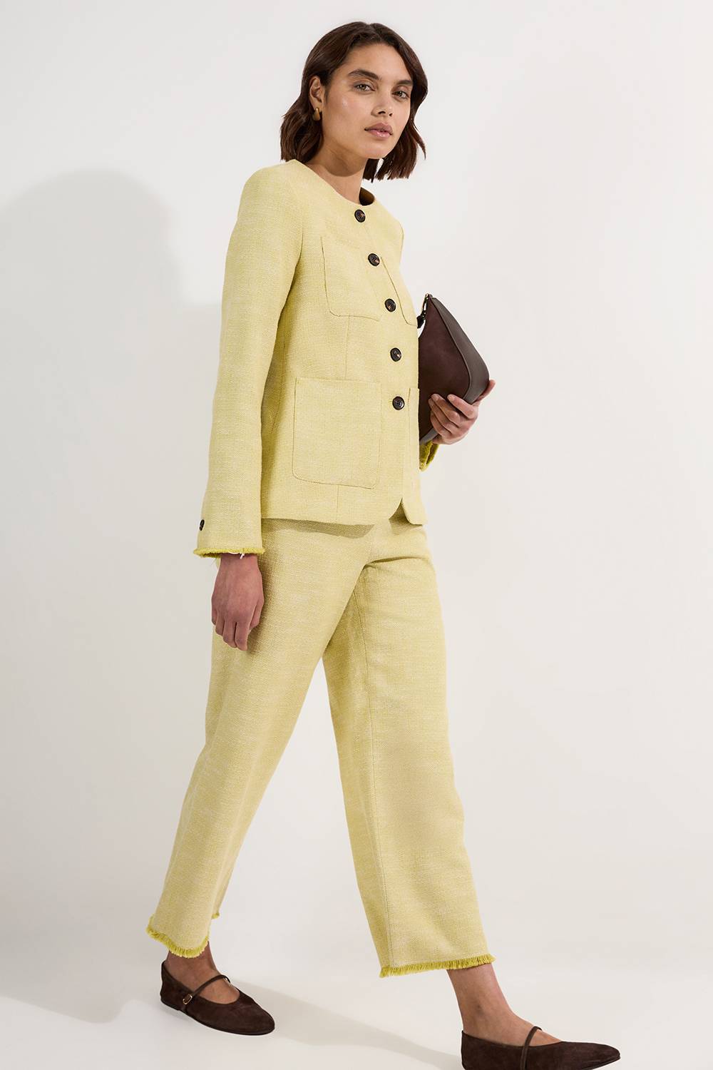 KarenMillen Blazer sur mesure en tweed printanier à poche avant