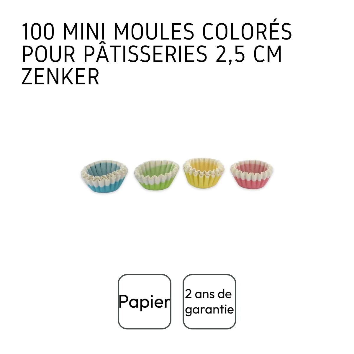 Lot de 100 barquettes alimentaires en papier 2,5 cm Smart pastry Zenke