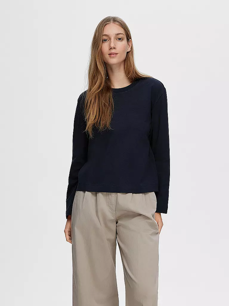 SELECTED FEMME Langarmshirt SLFESSENTIAL dunkelblau