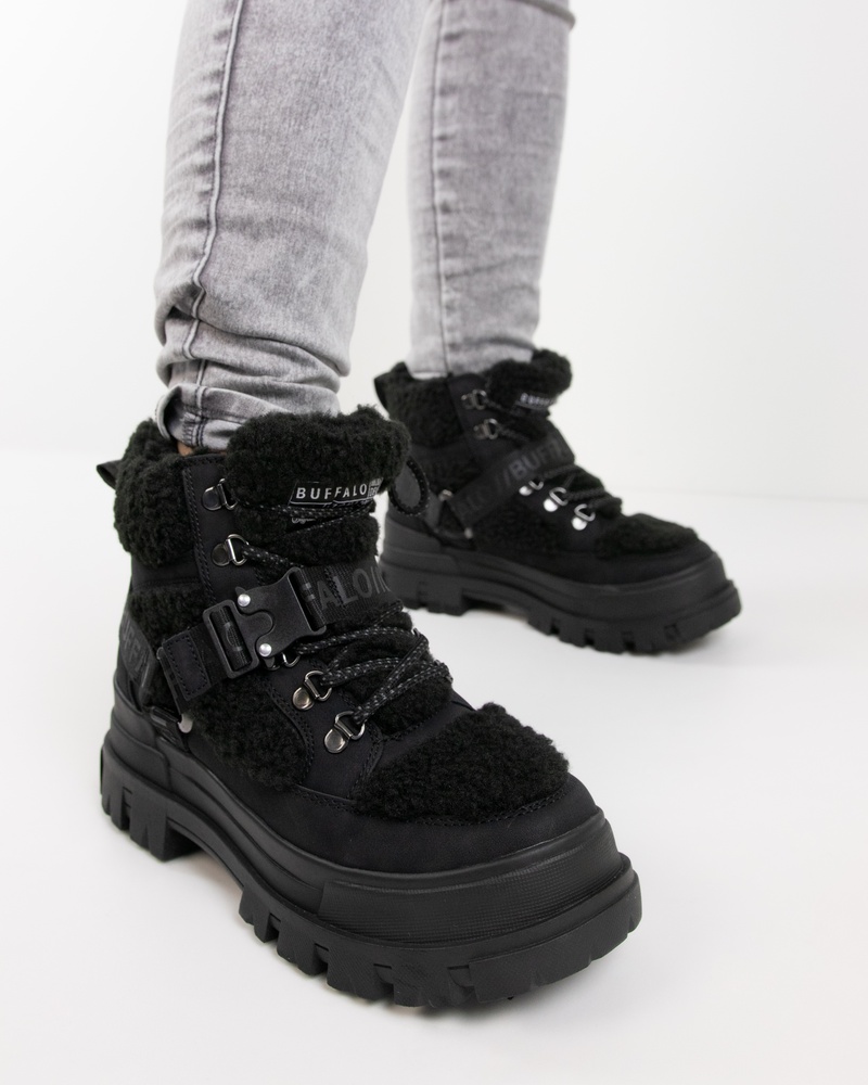 Buffalo Aspha Com Mid Warm Veterboots  - zwart