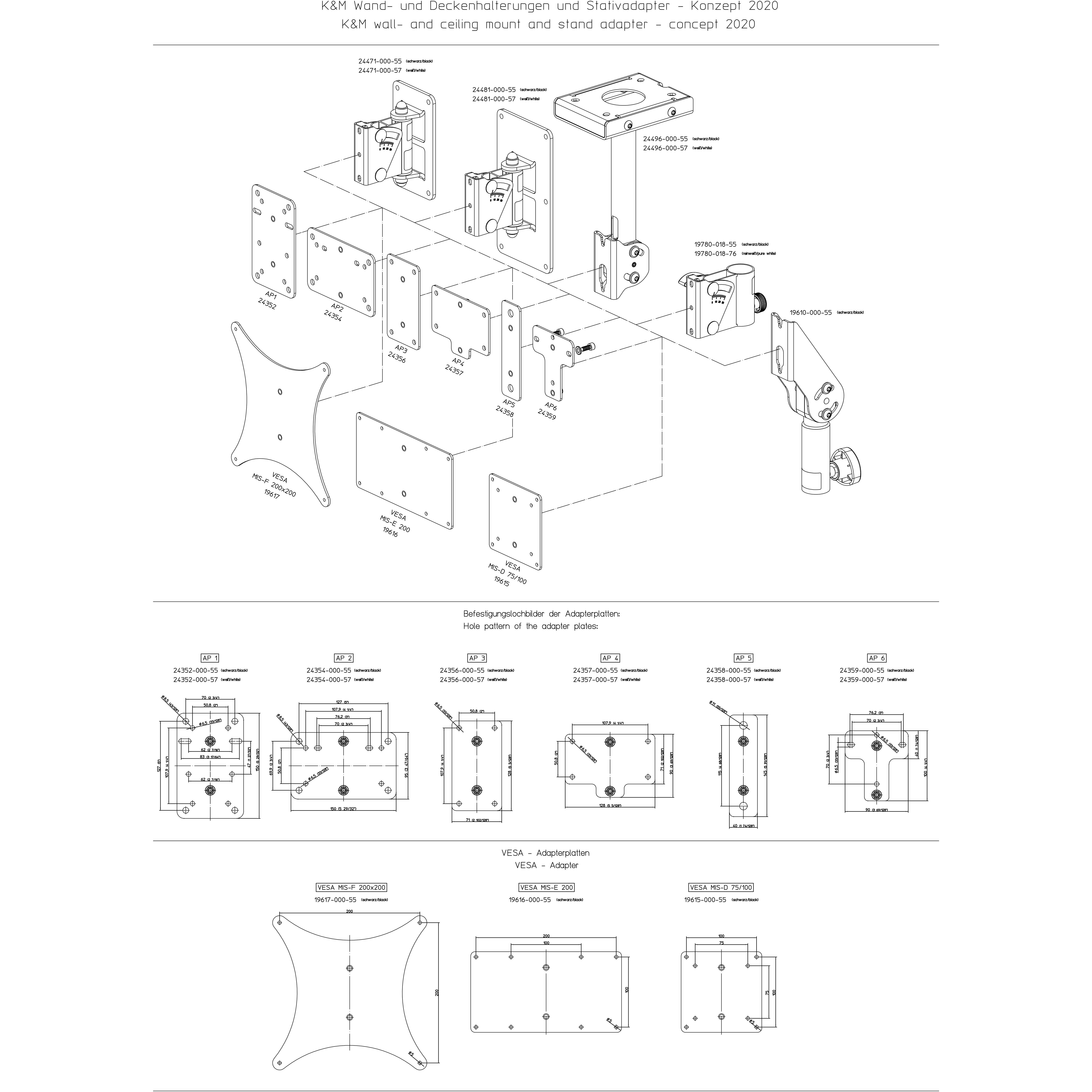 Konig & Meyer 24471 universele luidspreker wandbeugel wit
