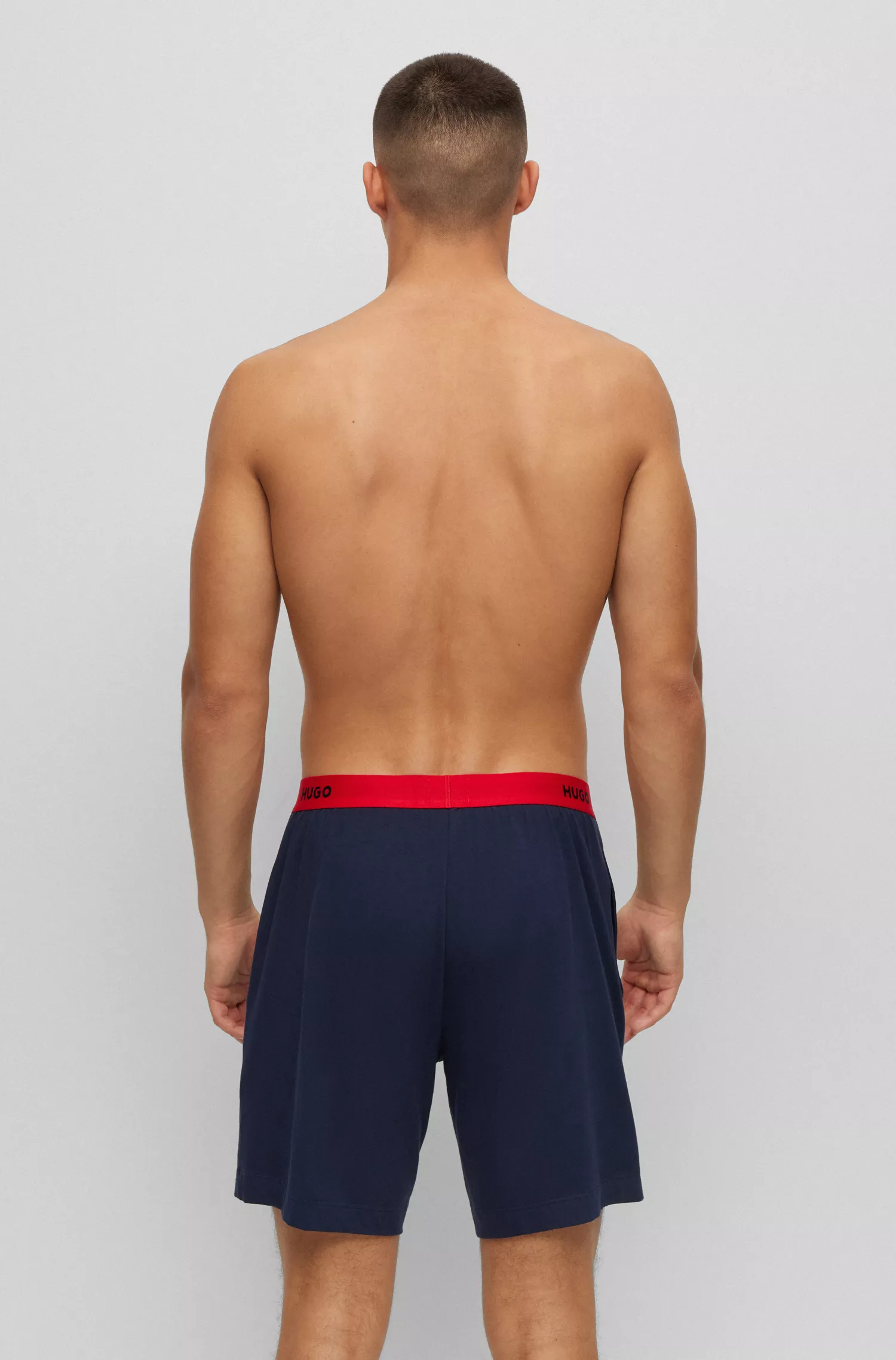 Calções de pijama HUGO em algodão elástico vermelho com cós com logótipo