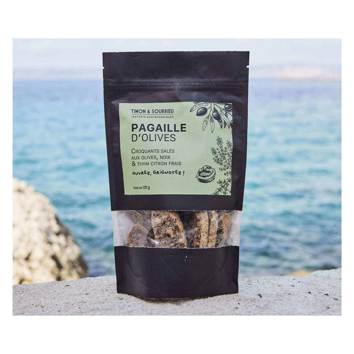 Pagaille d'olives - Croquants aux olives, noix et thym citron frais