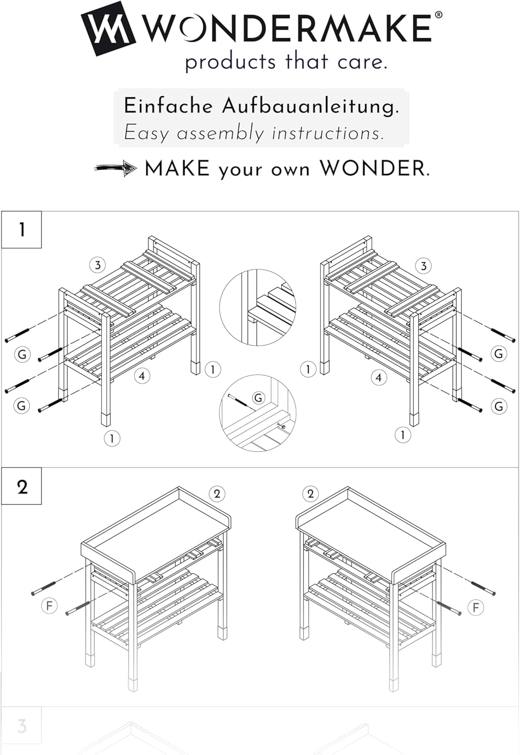 Großer Pflanztisch weiß mit 3 Schubladen aus Holz wetterfest, Garten-Arbeitstisch XL für Outdoor draußen Balkon hochwertig, Gärtnertisch, 85 x 45 x 130 cm, weiß grau