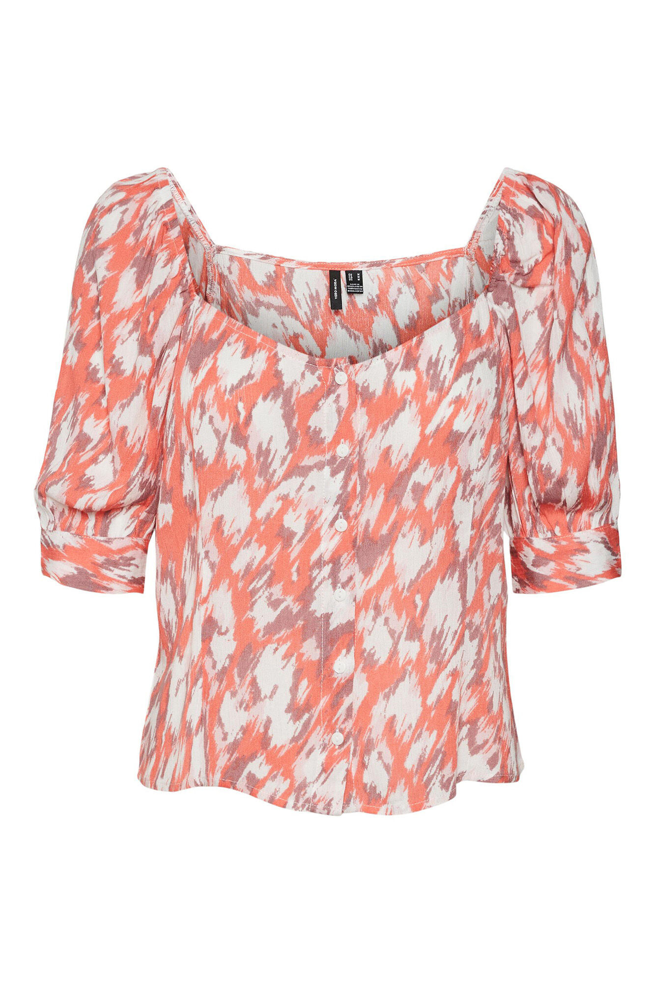 Blusa de manga 3/4 com decote coração - Vermelha