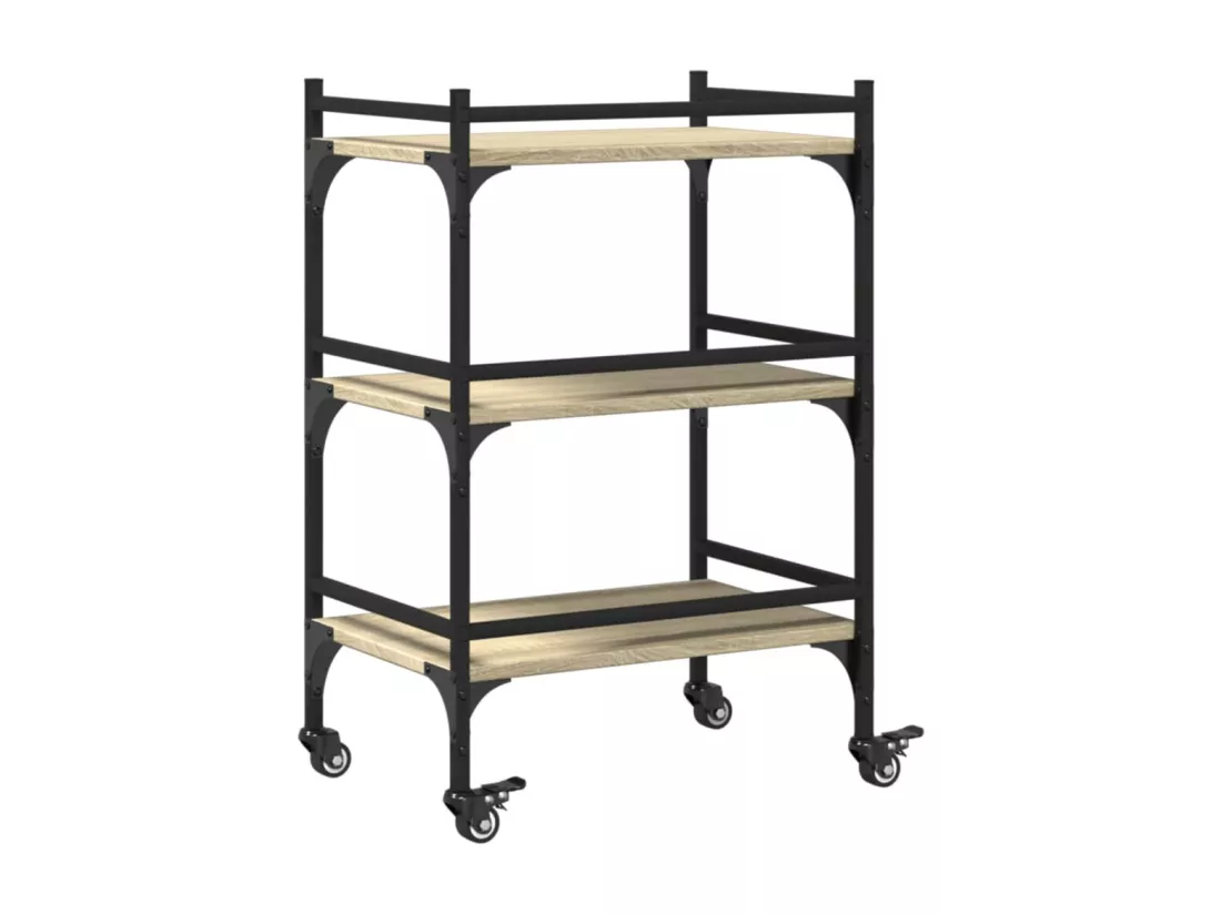 Chariot de cuisine chêne sonoma 50x35x75,5 cm bois d'ingénierie