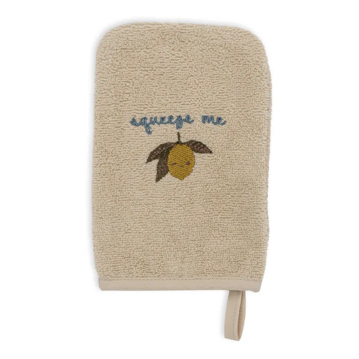 Konges Sløjd Gants de toilette brodés Lemon - Set de 3 | Beige