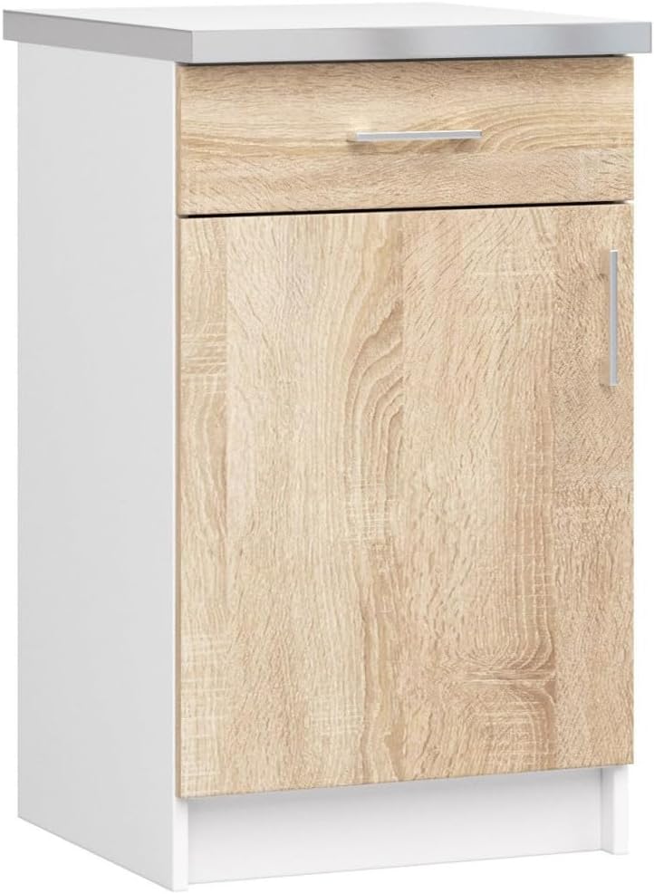 AKORD | Küchenmöbel-Set Lima | Küchen | Kitchen | Für eine kleine Küche | Für EIN Zimmer mit Küchenzeile | Langlebig | Für modernes und traditionelles Design | Weiß | Sonoma-Eiche