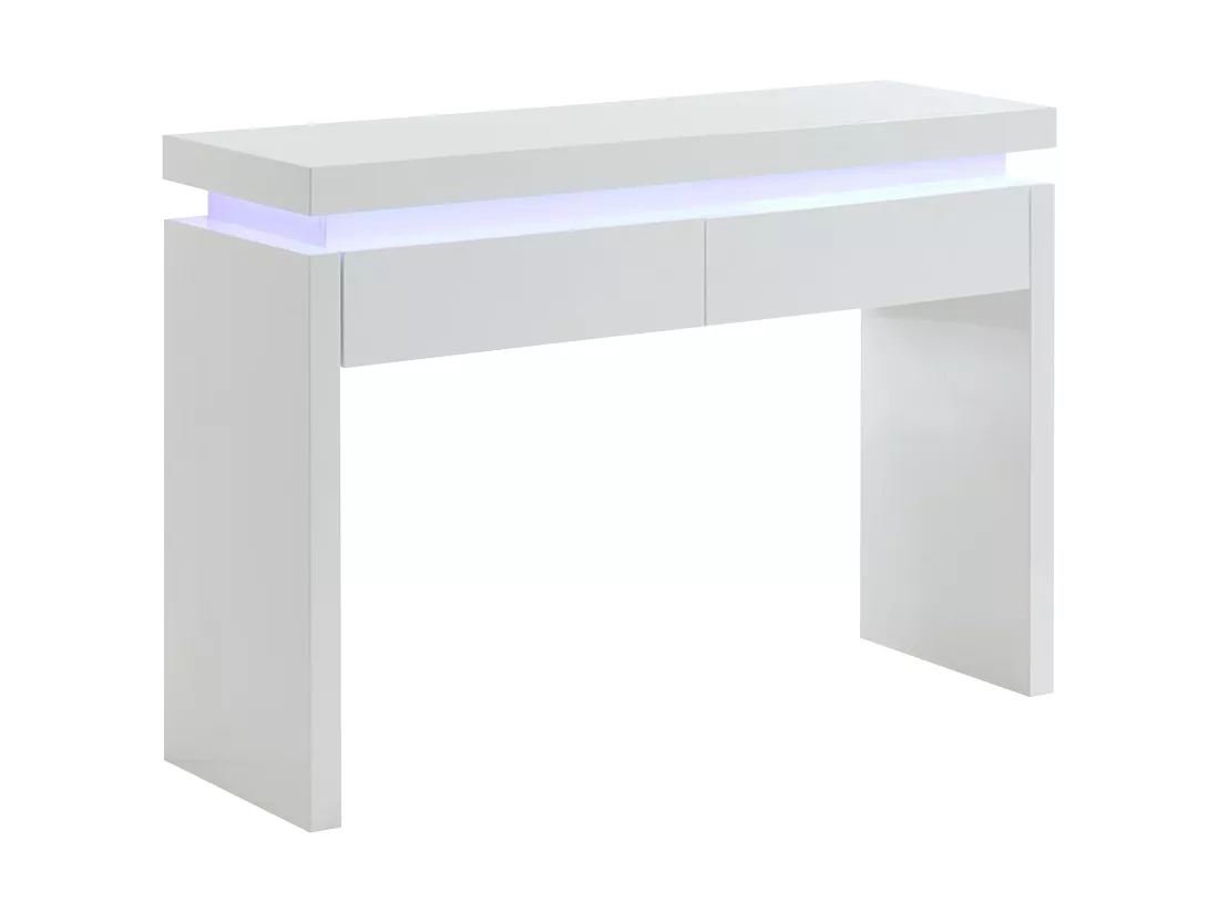 Console EMERSON II - LEDs - 2 tiroirs - MDF laqué blanc