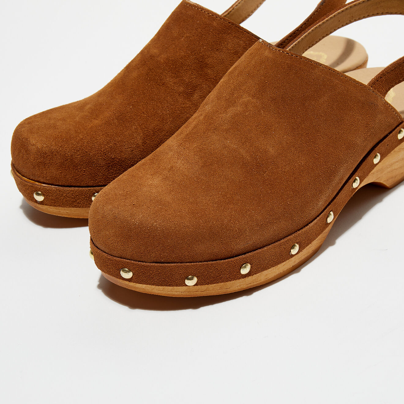 Apologie Studio Sabots en Velours de Cuir Nicole tabac - Talon 5 cm