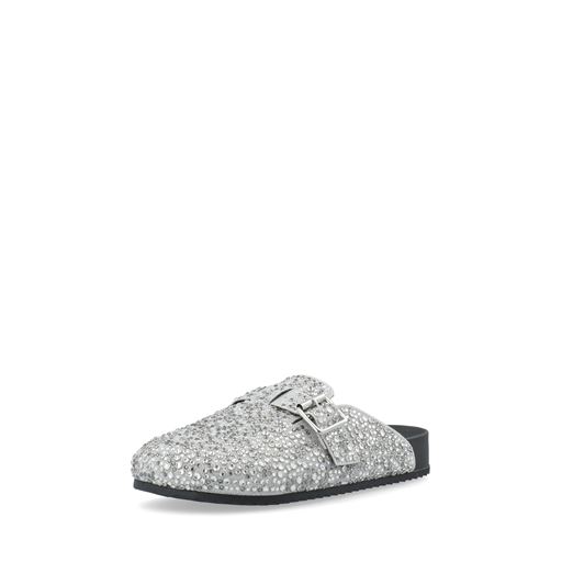 Bianco Sand Mule Simili Stone Sko, Silver, 38