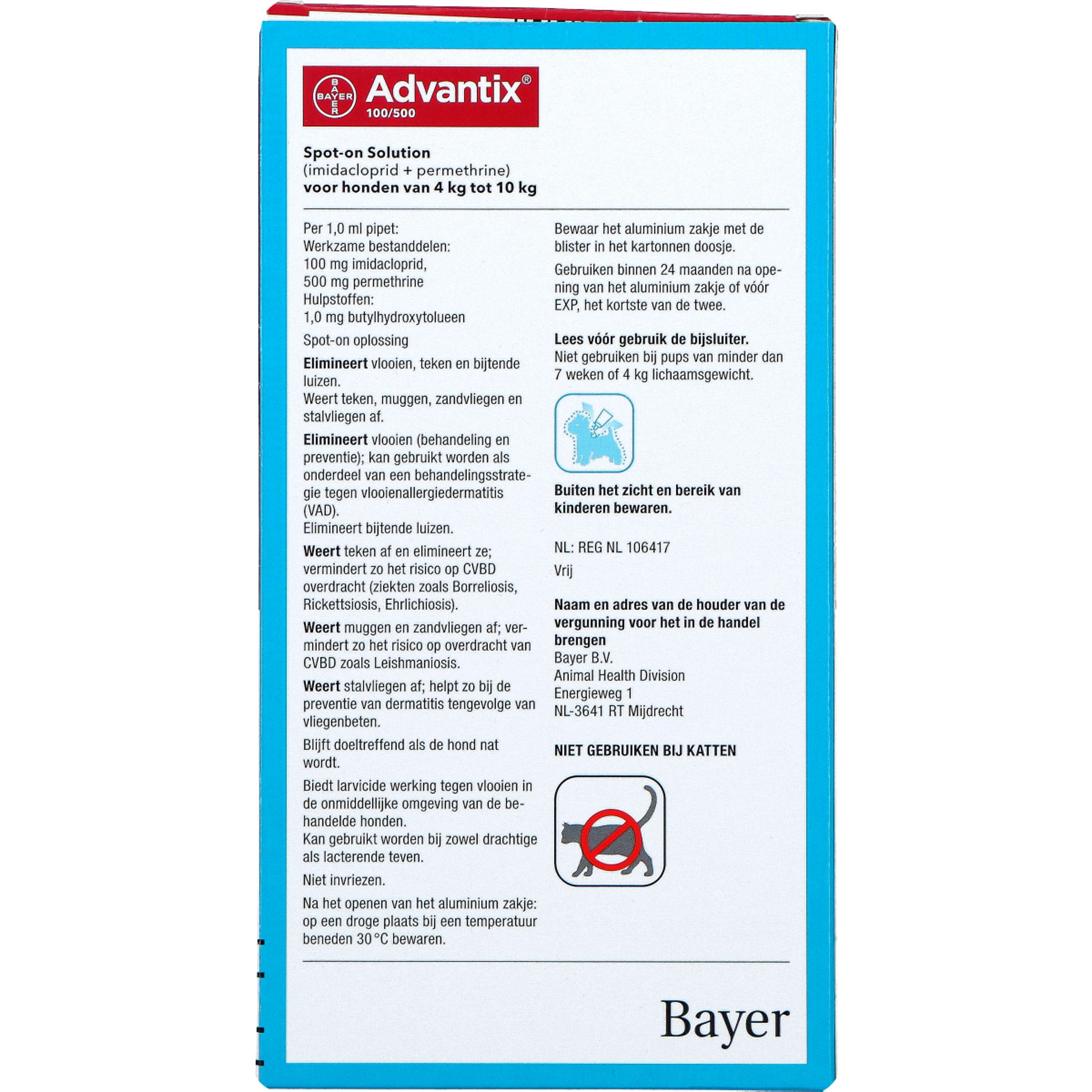 Advantix 100/500 Spot-On Hond 4-10kg