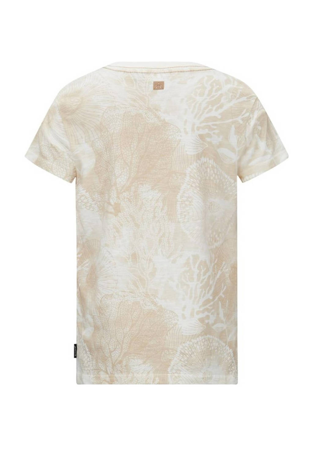 Retour Jeans T-shirt Max met all over print beige/offwhite