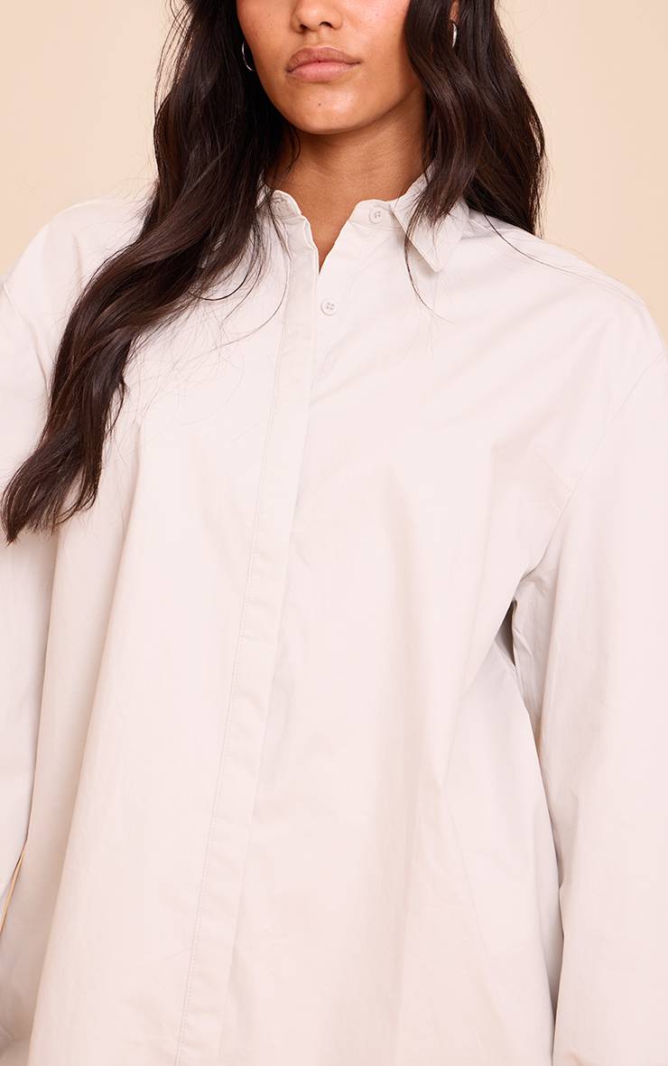 Gris Clair Chemise En Coton À Poignets Surdimensionnés