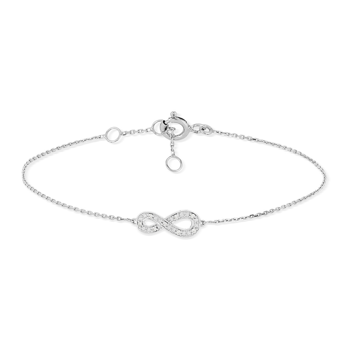 Bracelet or 375 blanc infini diamants 19 cm
