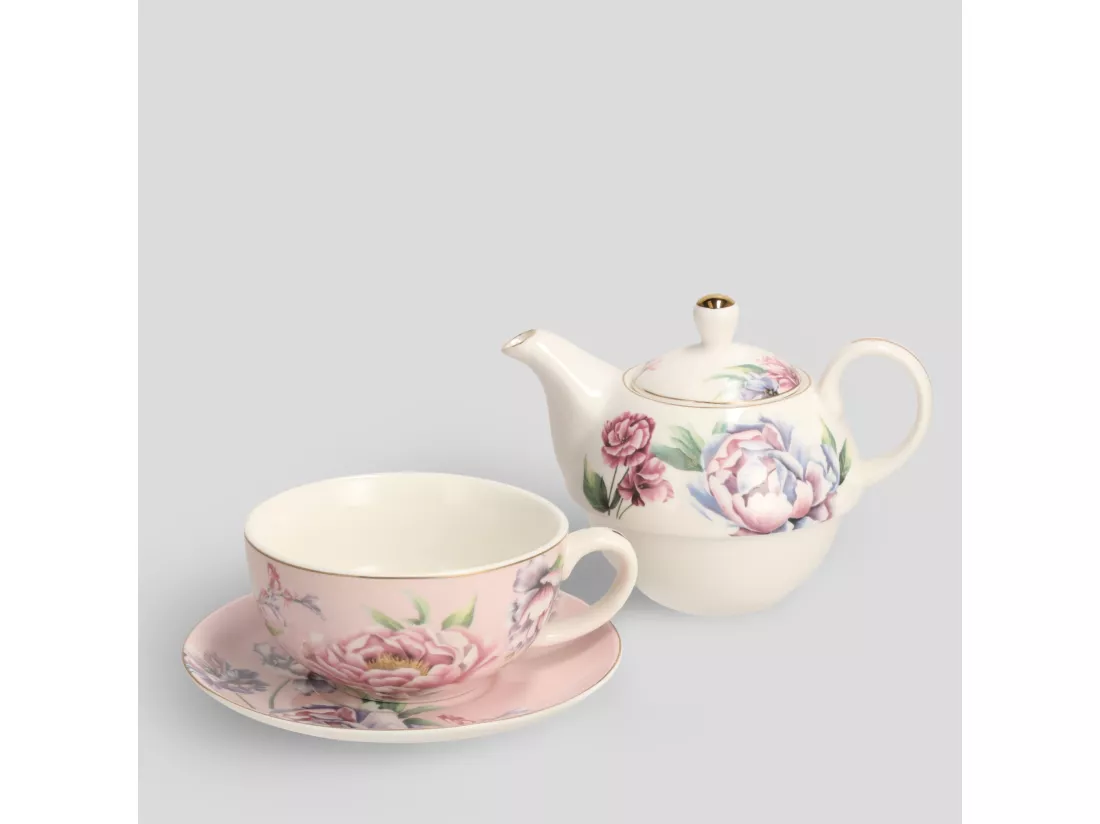Théière Avec Tasse Aureliso Rose Moyen 14 x 15.5 x 17