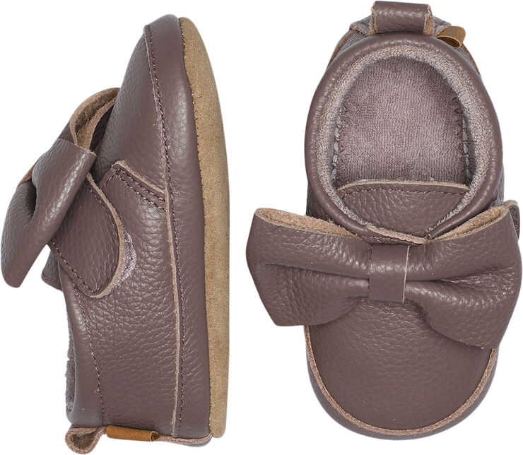 Melton Bow leather slippers Elderberry