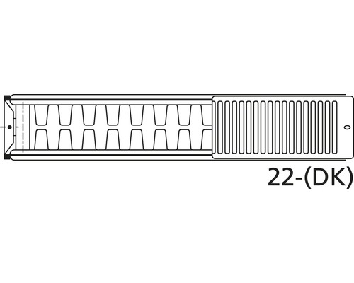 Rotheigner ventielradiator type DK (22) 8-weg (aansluiting zij-, onder-, rechts- of links- of midden) 900 x 400 mm wit zonder montagebeugels