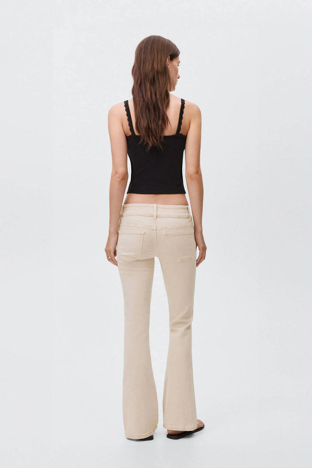 MANGO TEEN low waist flared jeans beige