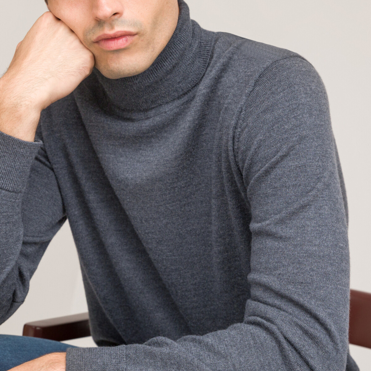 COLEÇÕES LA REDOUTE<br>Suéter de gola alta em lã merino, fabricado na Europa