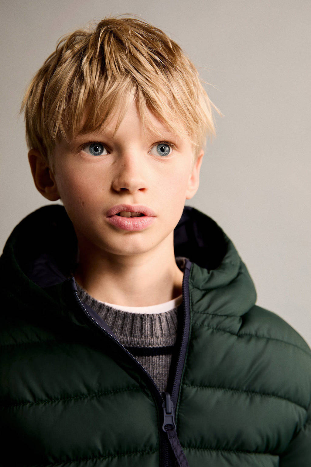 Mango Kids reversible gewatteerde winterjas zwart/donkergroen