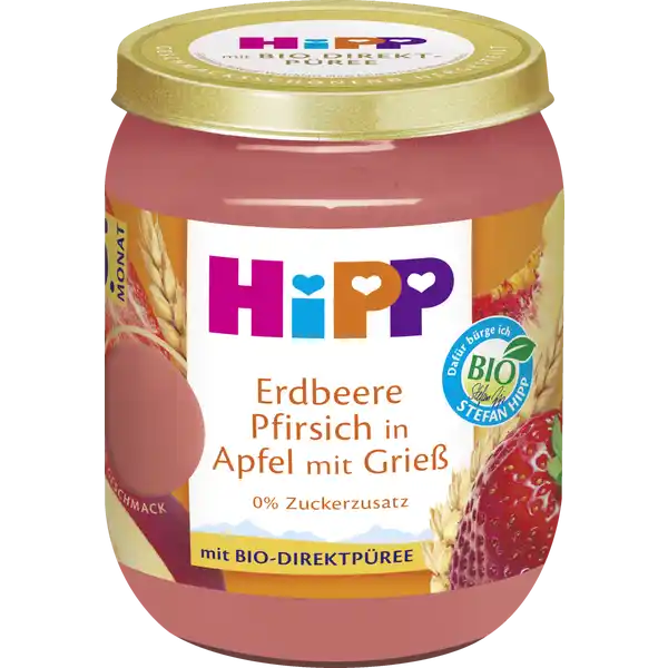 Bio Erdbeere Pfirsich in Apfel mit Grieß