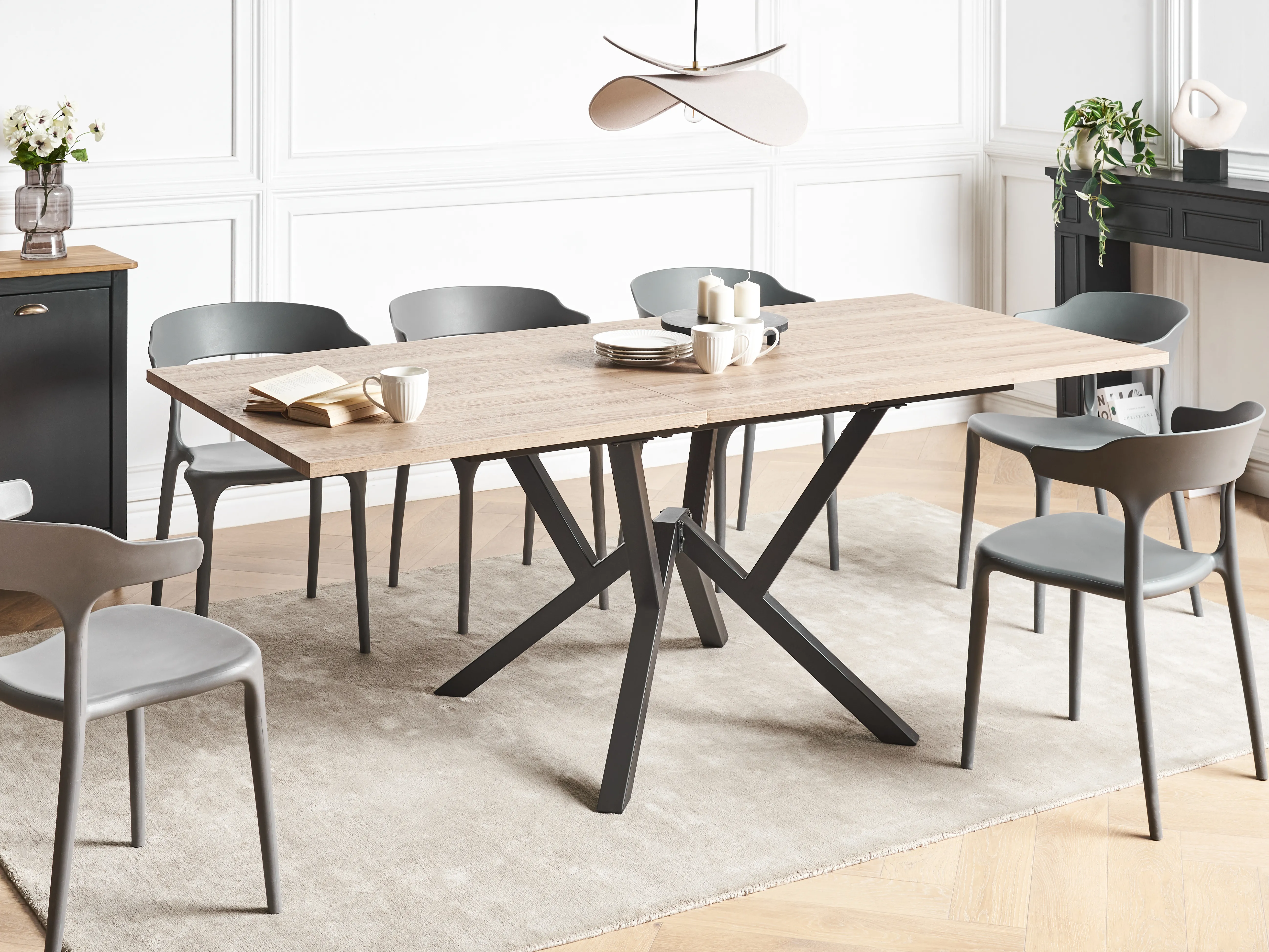 Eettafel uitschuifbaar ANSELL Lichtbruin 90 cm 160/200 cm