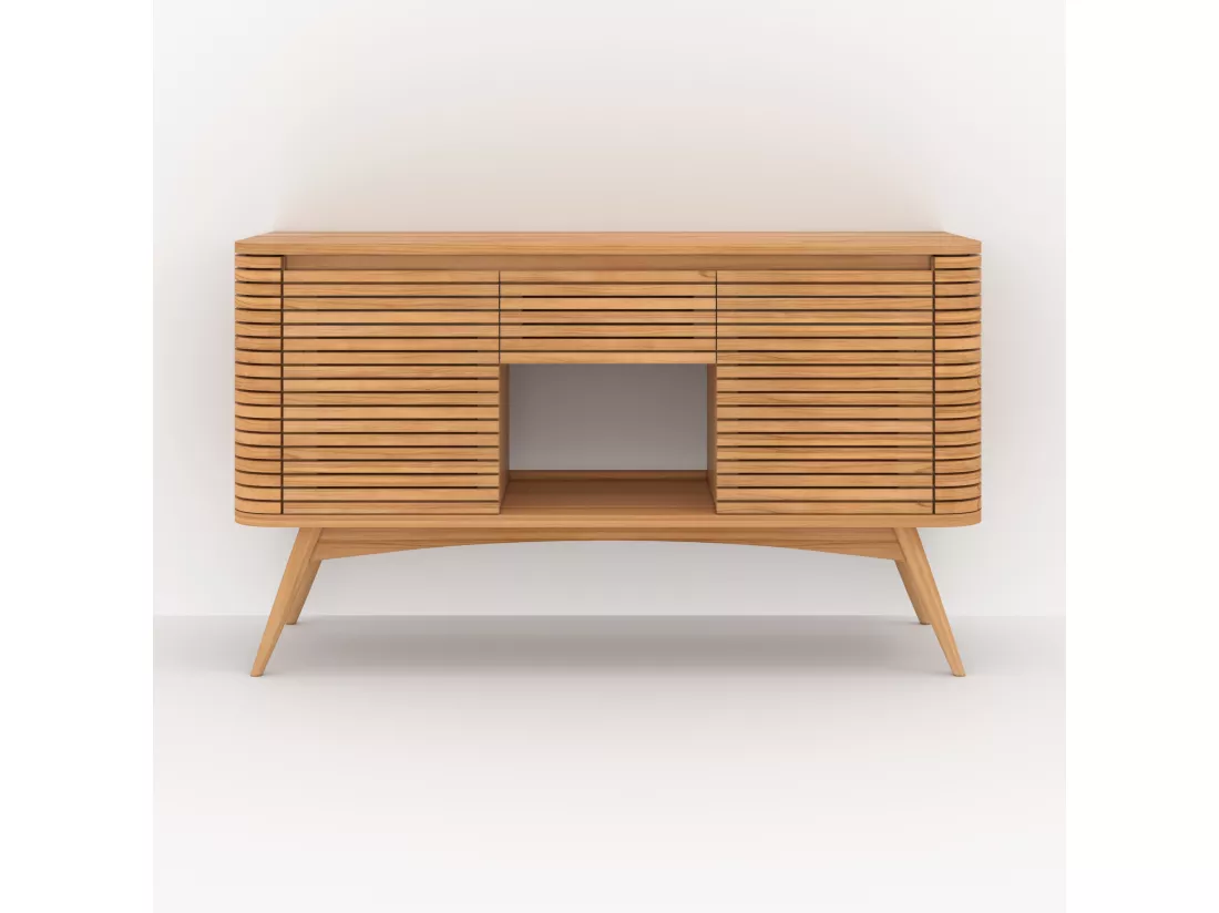 Meuble de salle de bain en bois de teck 140 cm avec une niche - Auguste