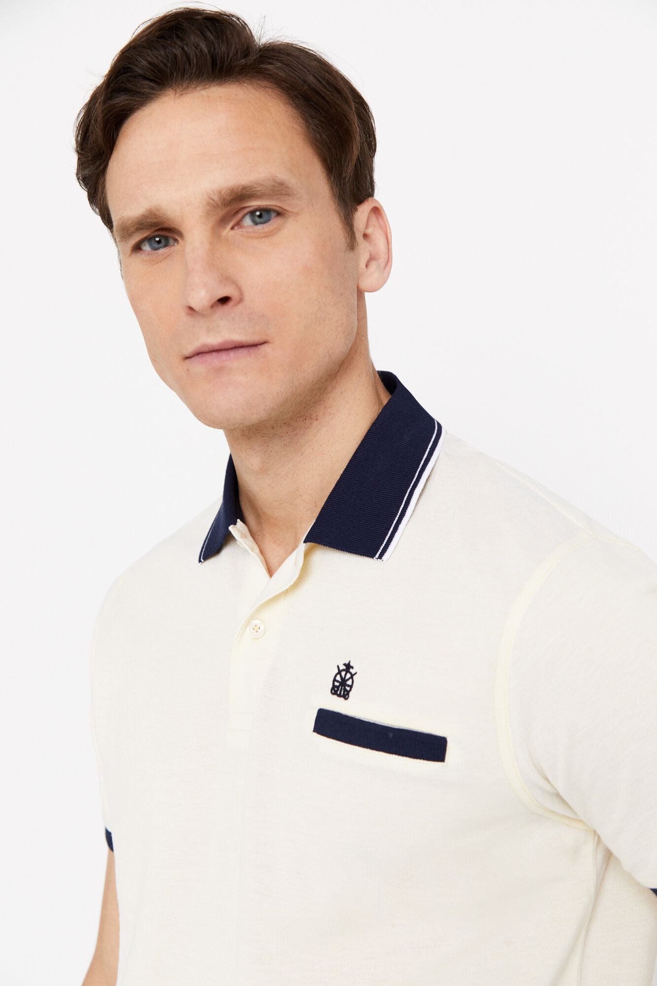 Camisa polo Oxford com gola contrastante - Amarela
