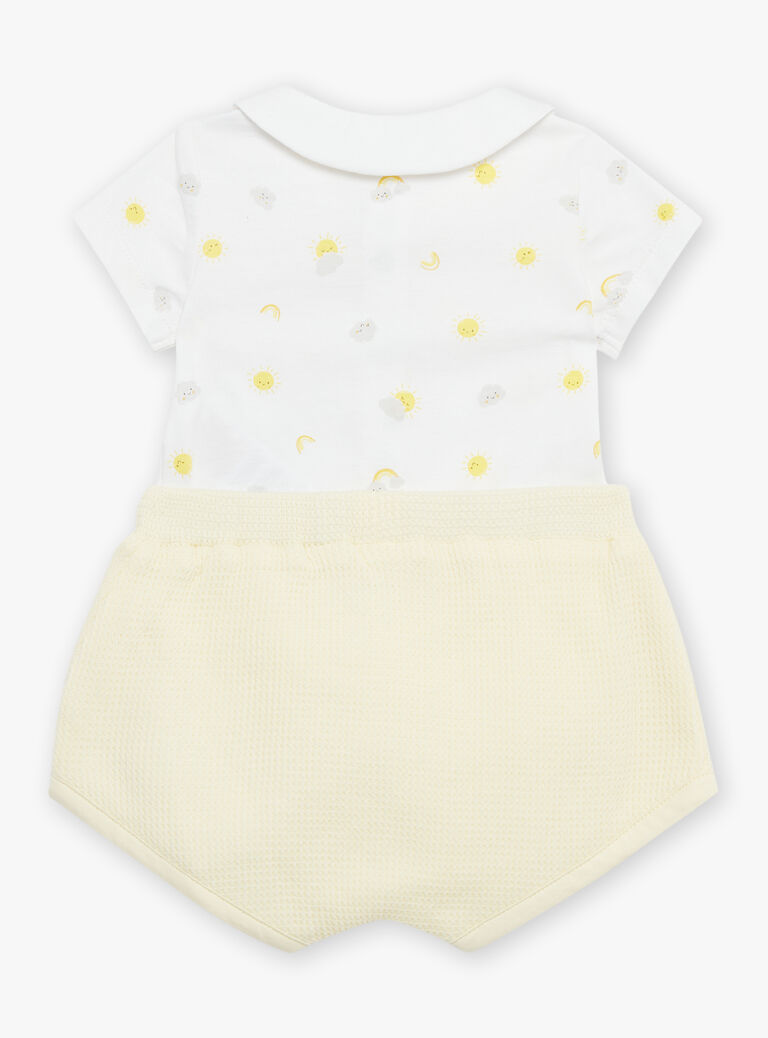 Body et short vanille à imprimé nuages et soleils