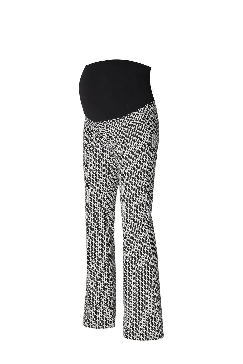 Supermom flared zwangerschapslegging Fresno met all over print zwart/wit