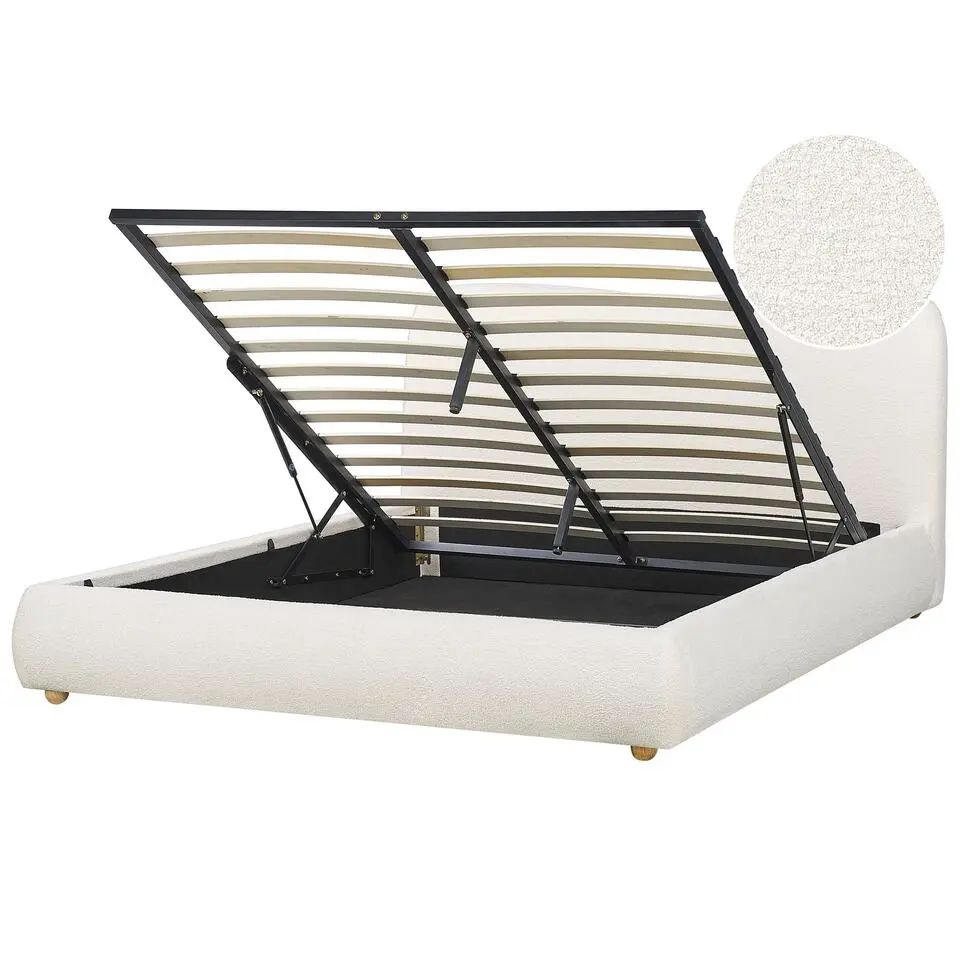BLAGNAC - Bed met opbergruimte - Wit - 160 x 200 cm - Bouclé