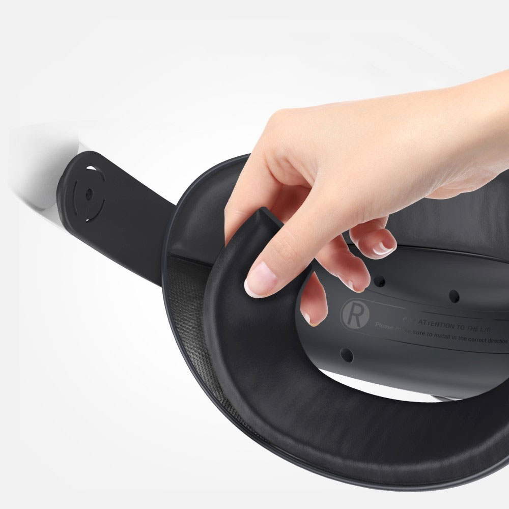 (18-tlg. Set) Meta Quest / Oculus Quest 2 Leder Ersatz Polsterung Schutz Upgrade Zubehör Set - Schwarz