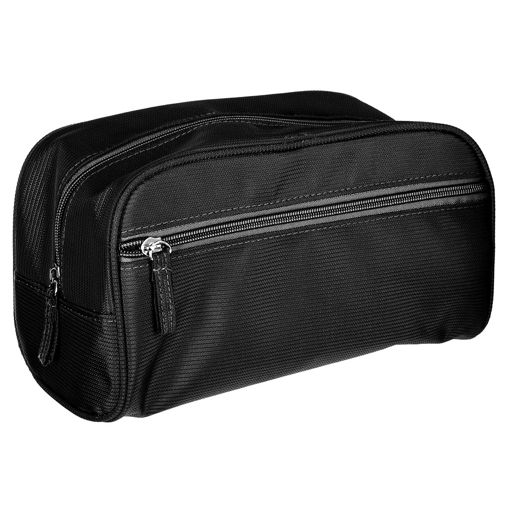 Trousse de toilette polyester noire 24.5x15x11.5cm