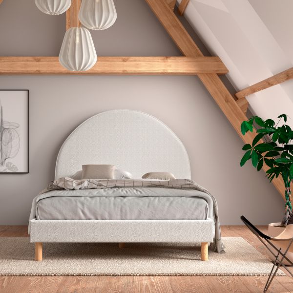 Vipack Moon Bed - 140 x 200 cm - Boucle Wit