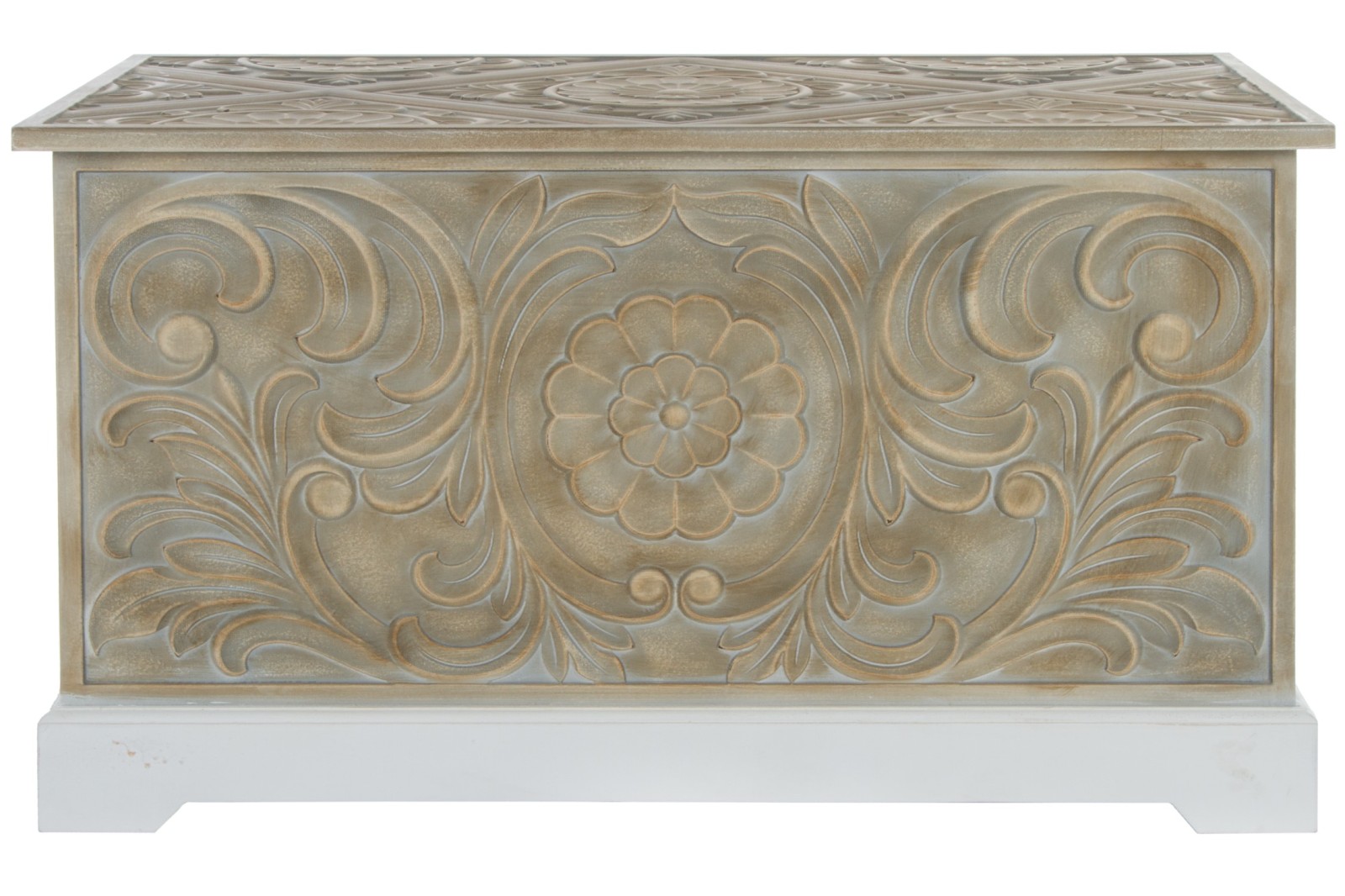 Holztruhe INEZ - weiß-braun - 79x45 cm