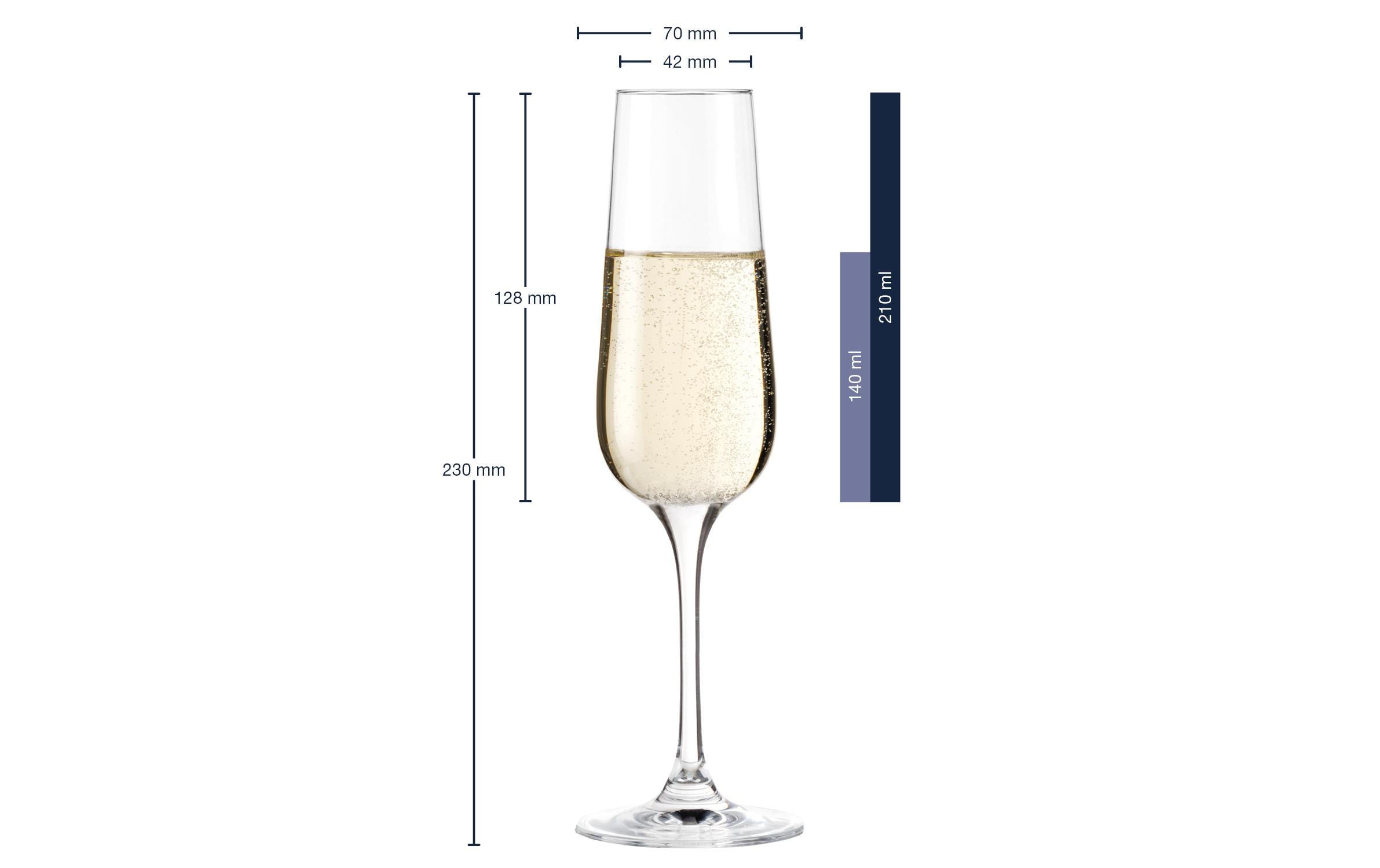 Sektglas Tivoli 210 ml, 6 Stück, TransparentGläser geeignet für Champagner oder Schaumweine