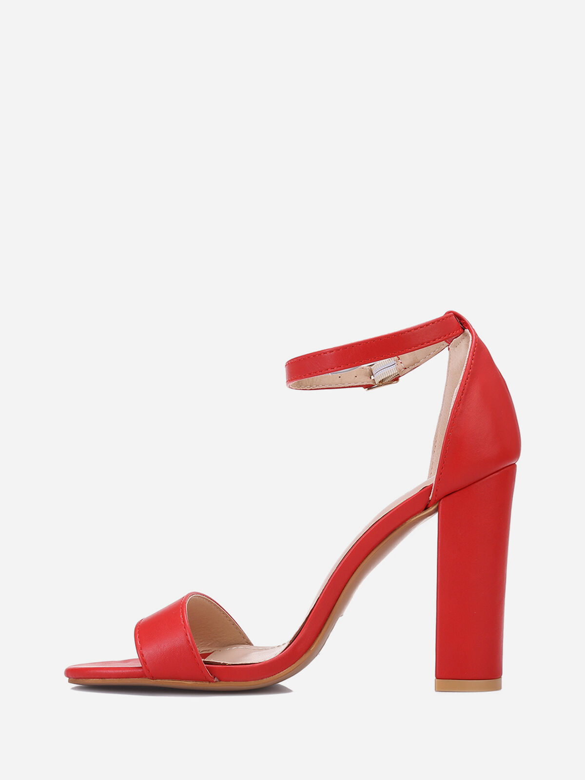 Sandales à talon et double brides- Rouge