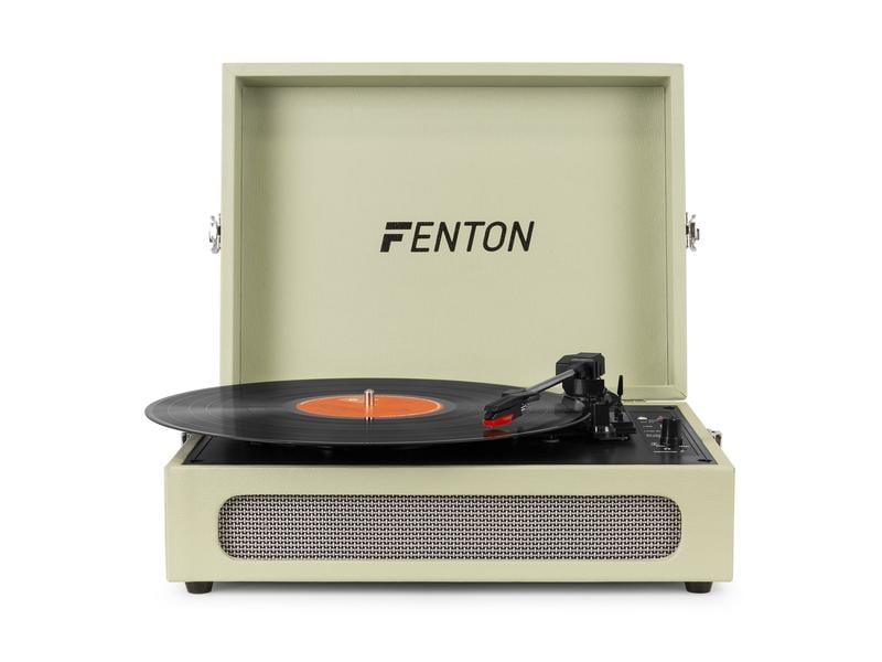 Fenton Plattenspieler mit Bluetooth RP118X Grün Hochwertiger Plattenspieler im Kofferdesign