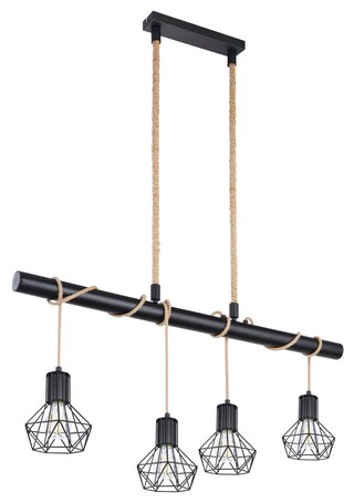 PRISKA Pendellampe schwarz 54017-4H,B/H/T: 100 x 120 x 15 cm, Metall