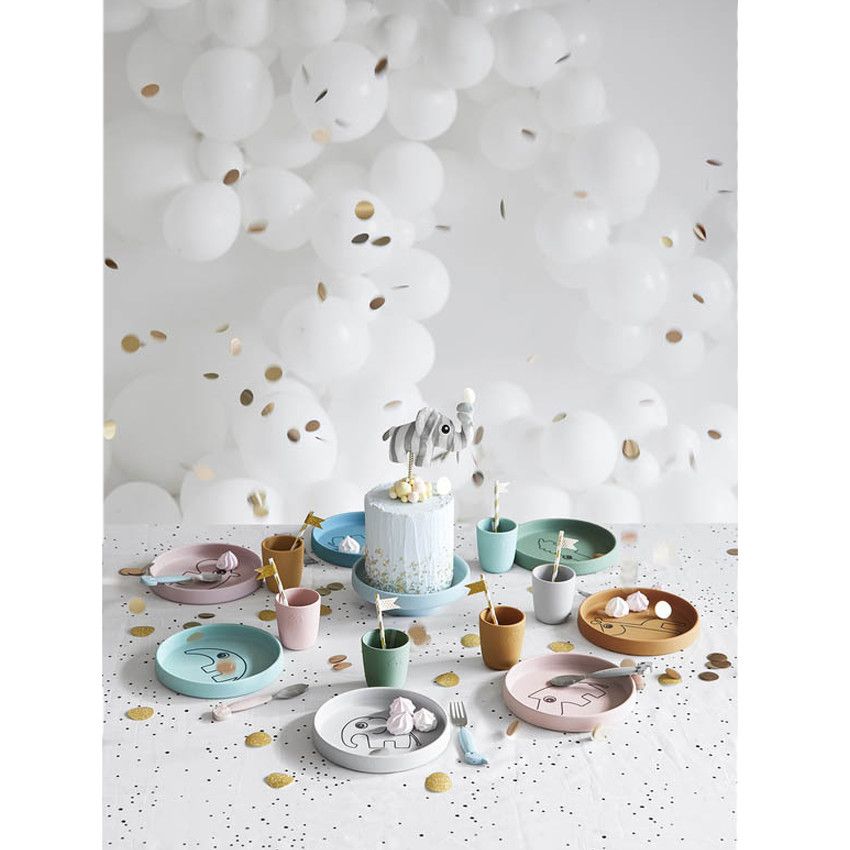 Assiette en silicone Ozzo - Rose - Ecru