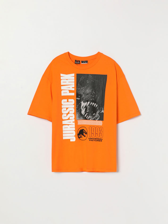 Camiseta estampada Universal Junassic Park - Laranja