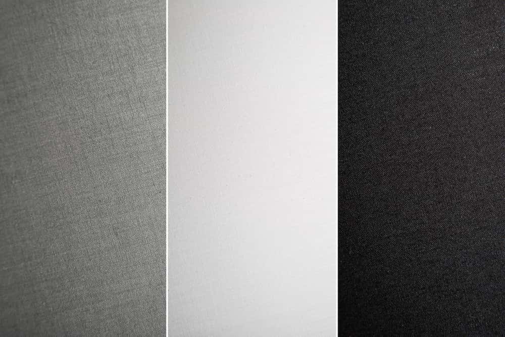 Design Stehlampe LEVELS 163cm schwarz grau mit 3 Leinenschirmen