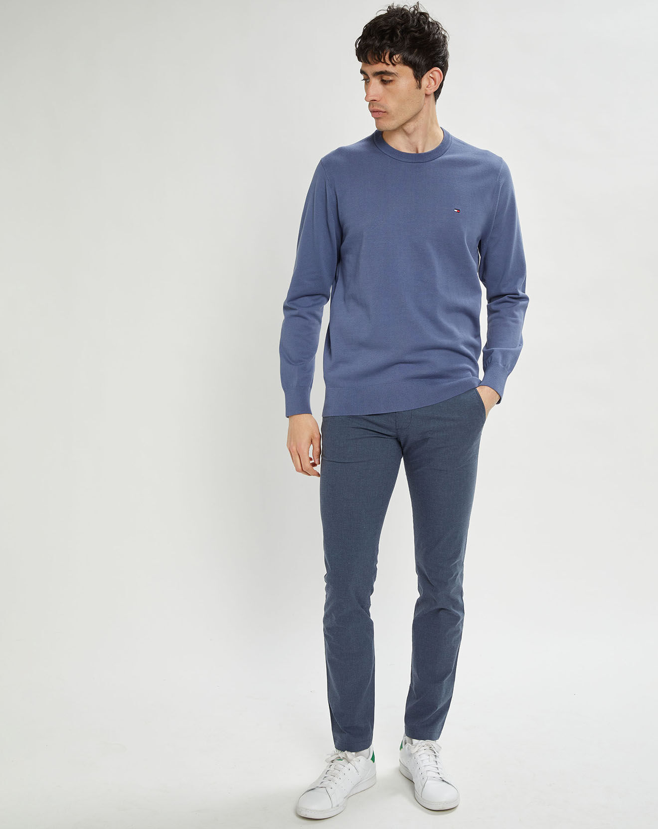 Tommy Hilfiger Pull 1985 col rond bleu vintage